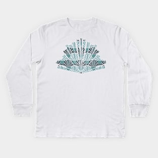 1920 Vintage Pattern 8 Ice Blue Kids Long Sleeve T-Shirt